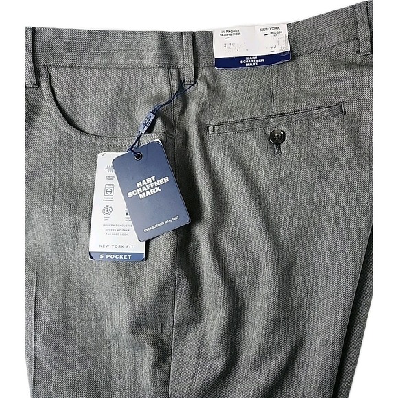 Hart Schaffner Marx Other - New Hart Schaffner Marx Dress Pants 36R Gray New York Fit Stretch Wool Blend NWT